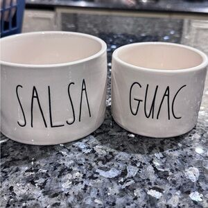 🌶️🥑 Fun Cool Rae Dunn White Ceramic Salsa and Guac Bowls 🌶️🥑